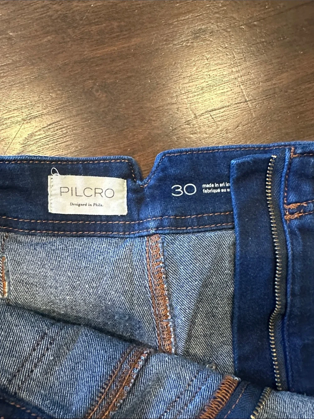 Anthropologie Indigo High-Rise Denim Utility Shorts - Picture 2 of 6